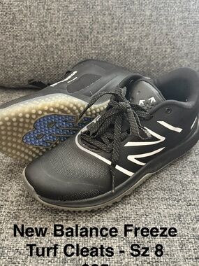 New Balance Black and White Turf Cleats Size 8